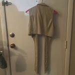 SheIn  Lapel Collar Knot Front Crop Top L Linen Summer Casual Coconut Girl Vacay Photo 6