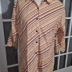 Vintage April Cornell Womens Red Yellow Striped Blouse‎ Small Photo 0