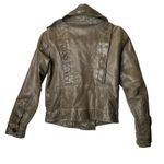 Gap  Leather Moto Peacoat Jacket‎ Women's Small FA08 Bronze Double Breasted Small Photo 1