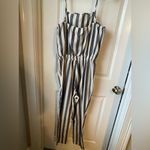 Marshalls Striped Jumpsuit with Waist Tie with Pockets Photo 3