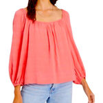 Sanctuary 💗 Sunset Pink Coral Square Neck Blouse Photo 0