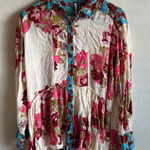 Free People  Floral Button Down Shirt - Pink, Blue, Cream Photo 0