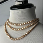 Vintage rose gold toned pearl triple tier retro choker necklace Pink Photo 0