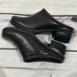 Cole Haan Womens Shoes Black Leather Mules Slides Brown Rope Edging Sz 6 Photo 3