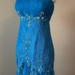 MODERN MAIDS | Teal Beaded Strapless Mermaid Gown Sz 8 Photo 3