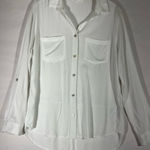 BEACH LUNCH LOUNGE BUTTON DOWN SHIRT SPLIT TAIL ROLL TAB‎ SLEEVE S WHITE PREOWN Photo 0