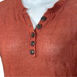 American Eagle  Rust Brown Henley Knit Long Sleeve Sweater XS Boyfriend Photo 7