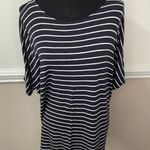 Jones New York Cold Shoulder Navy and White Stripe Blouse Size X-Large Photo 0