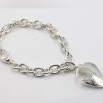 Gucci  Sterling Silver GG Logo Heart Charm Bracelet Photo 8