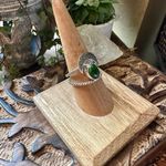 Crescent Moon Boho Serpentine Sterling Silver Ring Size 8 Green Photo 1