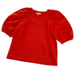 Madewell  Puff Sleeve Cotton Crewneck Tee Shirt Bright Flame Women’s Size XXS NWT Photo 0