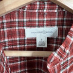 Treasure & Bond brown white plaid Smocked shoulder V-neck blouse Size S Photo 4