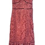 Boohoo NWT Pink Embroidered Floral Lace Cutout Midi Bodycon Dress Size 6 Photo 0
