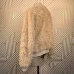 Chaser Faux Fur Lamby Bomber Jacket in Cream Photo 7