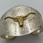 Vintage silver cuff with gold longhorn Silver Photo 0