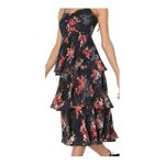Lulus | Tier to Stay Black Floral Print Tiered Tie-Strap Midi Dress size M New Photo 2