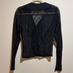 Anthropologie  Maeve Black Sheer Lace Long Sleeve Collared Button Down Top Blouse Photo 8