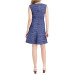 J. Crew Coco Tweed Boulce Fluted Flare Hem‎ Cobalt Blue Midi Dress Size 14 New Photo 2