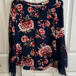 Wishful park  floral lace bell sleeves blouse size small Photo 0