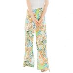 Chico's  Wide Leg Pants Size 12 Large Yogi Green Slinky Paisley Print Pull On Photo 1