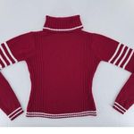 Vtg Sweater Sz S Chunky Knit Red Turtleneck Candycane Preppy Academia Valentine Photo 6