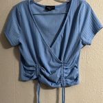 Streetwear Society  Blue Ruched Crop Blouse Photo 0