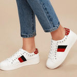 Elle Steve Madden  Belle Low Top Sneaker Studded Lace Up size8.5              ordr192 Photo 0