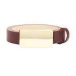 Heaven Mayhem Plate Belt in Gold & Burgundy Small Womens Leather Buckle Red Photo 1