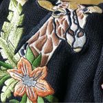 Jenny Vintage Ramie Short Sleeve Sweater Floral Safari Animal Print Black XL Photo 5