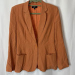 Phillipe Adec Womens Blazer Size 10 Orange Linen Long Sleeve Career Jacket Photo 0