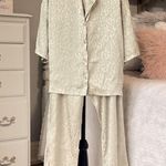 Nicole Miller New York Silky Light Champane Sage Green Pajama Set Photo 4