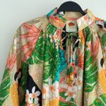 Farm Rio Blouse XS Beach Palm Floral Toucan Tropical Peasant Balloon Sleeve Photo 3