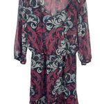 Bebop Pullover Sheer Line 3/4 Elastic Cuff & Waist A-line Vneck Paisley Dress S Photo 0