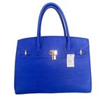Royal Blue Faux Leather Large Women Satchel NWT Photo 1