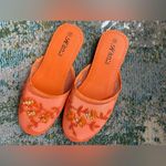 Y2K vintage NOS Chinese orange sequined souvenir slipper slides, size 11/12 Photo 4