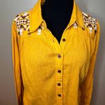Faherty Dark Western Pompano shirt SZ M Country Cowgirl Fall Boho Fall Cottage Gold Size M Photo 2