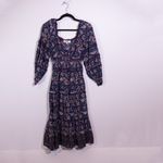 Sea New York Noah Smocked V Neck Tiered Pullover Midi Dress Blue Floral 2 Photo 0