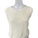 Pookie & Sebastian  Cream Knit Crochet Sleeveless Crop Sweater Vest Top Size L Photo 0
