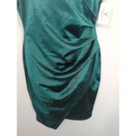 Windsor  Hunter Green Satin Bodycon Faux Wrap Mini Dress Medium NWT Party Holiday Photo 3