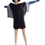 Madewell Velvet Bow Back Tee Dress Short Sleeve Silvery Gray Silk Blend Medium Photo 0