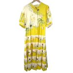Boutique  1X Maggie Floral Maxi Dress Tropical Tired Puff Sleeve Yellow Womens Photo 2