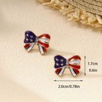 NEW Coquette Bow American Flag Stud Earrings with Rhinestone Accents Jewelry Photo 1