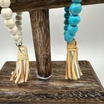 Twilight Gypsy Collective Beaded turquoise White stretch bracelets Boho tassels Blue Photo 3