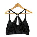 Aeropostale Black Floral Velvet Lace Trim Bralette Racerback Sexy Size 1X Photo 4