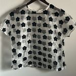 Nasty Gal Women’s Boxy Shimmering Sheer Felt Floral Appliqué Festival Summer Top Photo 8