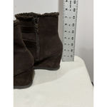 Womans Solesenseability 9m Brown Suede Side Zip Wedge Heel Bootie Size 9 Photo 3
