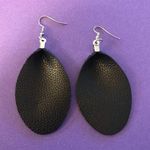 Brand New Black Teardrop Earrings Faux Leather Photo 0