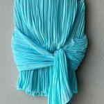 Tre by Natalie Rasabei Blouse Strapless Plisse Bustier Top Blue Size 2 Photo 0