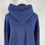 Aerie Navy Contrasting texture Waffle Knit Full Zip Cropped Hoodie Size Large Photo 6