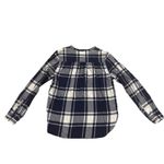 L.L.Bean Navy Plaid Quarter Button Pullover Blouse Lightweight Flannel Shirt Sz S Photo 4